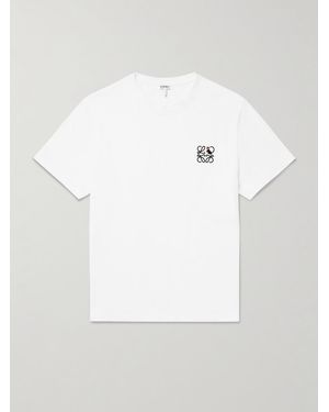 Loewe Logo-Embroidered Cotton-Jersey T-Shirt in White for Men