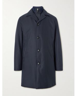 Canali Mantel aus Shell mit Lederbesatz - Blau
