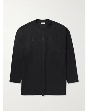 Fear Of God Eternal Oversized Logo-Flocked Cotton-Jersey T-Shirt - Black