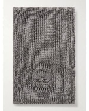 Stone Island Logo-Embroidered Cotton-Chenille Scarf - Grey