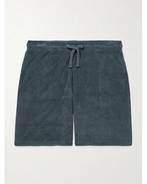Hartford Straight-Leg Cotton-Blend Terry Drawstring Shorts - Blue
