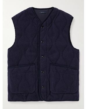 Drake's Quilted Brushed-wool Gilet - Blue