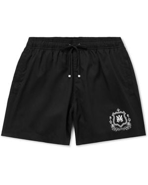 Amiri Straight-Leg Mid-Length Logo-Print Swim Shorts - Black