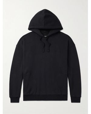 ZEGNA Logo-Embroidered Cotton-Blend Jersey Hoodie - Blue