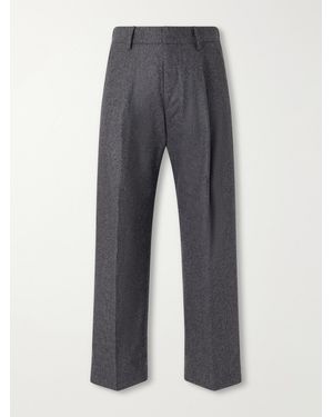 NN07 Kay 10073 Straight-Leg Pleated Herringbone Wool-Blend Pants - Gray