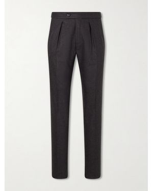 Slowear Tapered Pleated Wool And Cashmere-Blend Suit Trousers - Blue