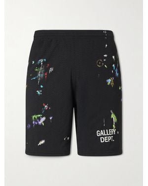 GALLERY DEPT. Studio Gym Straight-Leg Paint-Splattered Mesh Shorts - Black