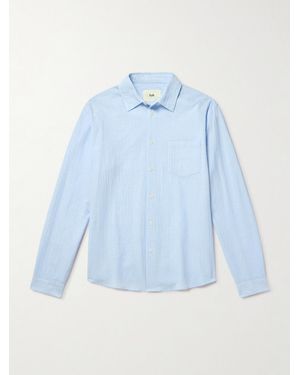 Folk Textured Cotton-Blend Shirt - Blue