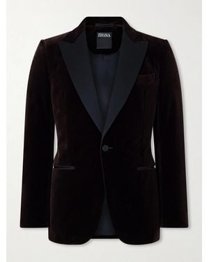 ZEGNA Satin-Trimmed Cotton-Velvet Tuxedo Jacket - Black