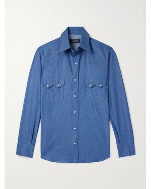 J. Mueser Neapolitan Slim-fit Cotton-chambray Shirt - Blue