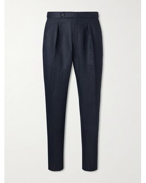 Slowear Venezia 1951 Tapered Pleated Linen Trousers - Blue