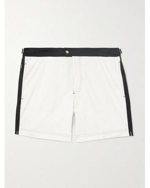 Tom Ford Straight-leg Mid-length Striped Swim Shorts - Natural