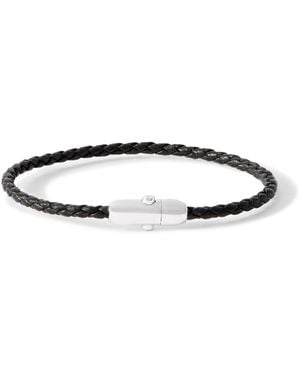 Bottega Veneta Sterling Intrecciato Leather Bracelet - Brown