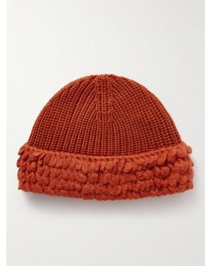 Moncler Genius Salehe Bembury Fringed Ribbed Wool Beanie - Red