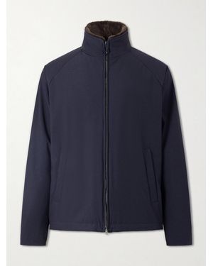 Herno Faux Fur Trimmed Bomber Jacket - Blue
