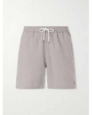 Polo Ralph Lauren Traveller Striped Straight-leg Mid-length Cotton-blend Seersucker Swim Shorts - Grey