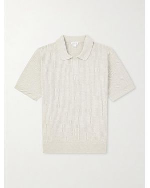 Sunspel Vintage Cotton-Mesh Polo Shirt - White