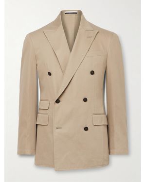 dunhill Cavendish Double-Breasted Cotton And Cashmere-Blend Twill Suit Jacket - Natural