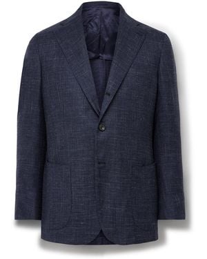 J. Mueser Slim-Fit Linen, Virgin Wool And Silk-Blend Blazer - Blue