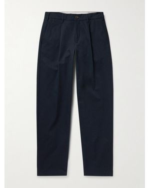 Richard James Straight-Leg Pleated Cotton-Twill Trousers - Blue