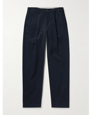 Richard James Gerade geschnittene Hose aus Baumwoll-Twill mit Falten - Blau