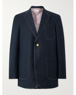 Thom Browne Cotton And Linen-Blend Blazer - Blue