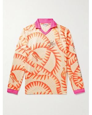 Acne Studios Erwin Printed Satin-Jacquard Polo Shirt - Pink