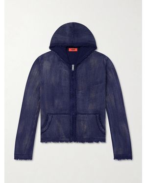 424 Knitted Cotton Zip-Up Hoodie - Blue