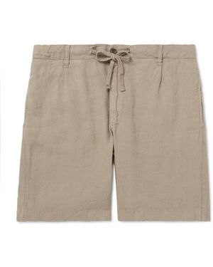 Hartford Tank Straight-Leg Linen Drawstring Shorts - Gray