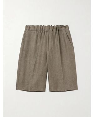 Piacenza 1733 Tapered Linen-Twill Bermuda Shorts - Grey