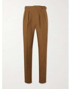 Rubinacci Manny Straight-Leg Pleated Linen Trousers - Natural