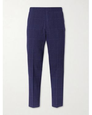 MR P. Slim-Fit Tapered Checked Wool-Blend Suit Trousers - Blu