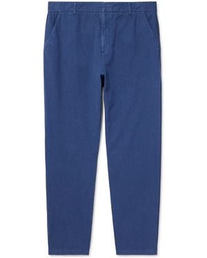 Folk Straight-Leg Linen And Cotton-Blend Suit Pants - Blue