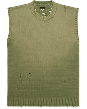 Kapital 5G Distressed Cotton-Blend Jacquard Sweater Vest - Green