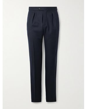 Slowear Incotex Tapered Pleated Virgin Wool-Twill Trousers - Blue