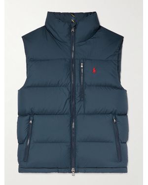 Polo Ralph Lauren Gorham wattierte Daunenweste aus gestepptem Shell mit Logostickerei - Blau