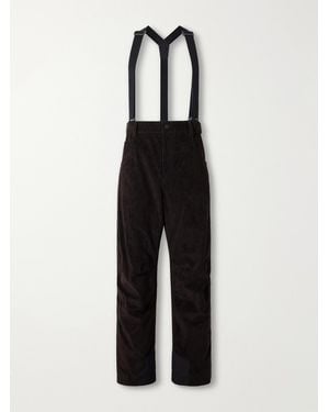 Moncler Straight-Leg Padded Webbing-Trimmed Stretch Cotton-Corduroy Ski Salopettes - Brown