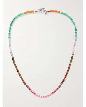 Peyote Bird Poppy Sterling Silver Multi-stone Beaded Bracelet - Natural