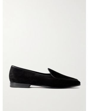 Morjas The Belgian Leather-trimmed Suede Loafers - Black