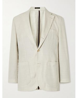 Rubinacci Herringbone Wool, Silk And Linen-Blend Suit Jacket - Natural