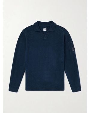 C.P. Company Cotton-Chenille Polo Jumper - Blue