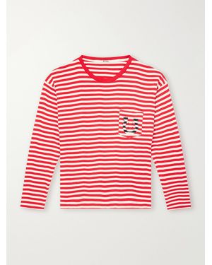 Bode Logo-Embroidered Striped Ribbed Cotton-Jersey T-Shirt
