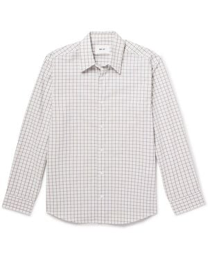 NN07 Quinsy 50070 Checked Organic Cotton-Poplin Shirt - White