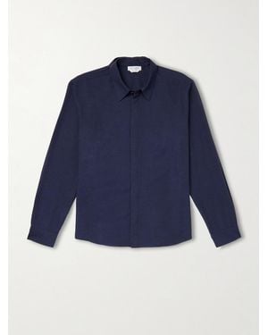 Gabriela Hearst Abbe Cotton And Cashmere-blend Shirt - Blue