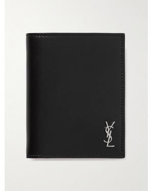 Saint Laurent Cassandre Logo-Embossed Leather Billfold Wallet - Black