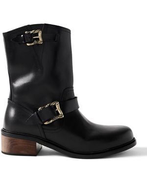 Enfants Riches Deprimes Engineer Buckled Leather Boots - Black