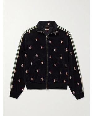 Kapital Striped Webbing-Trimmed Embroidered Cotton-Blend Corduroy Track Jacket - Black