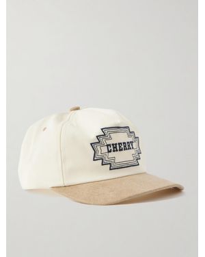 CHERRY LA Suede-trimmed Logo-embroidered Twill Baseball Cap - Natural