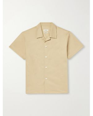 Second Layer Avenue Camp-Collar Stretch-Cotton Poplin Shirt - Natural