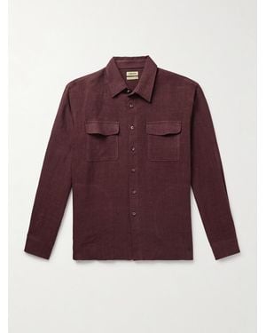 De Bonne Facture Linen And Wool-Blend Overshirt - Purple
